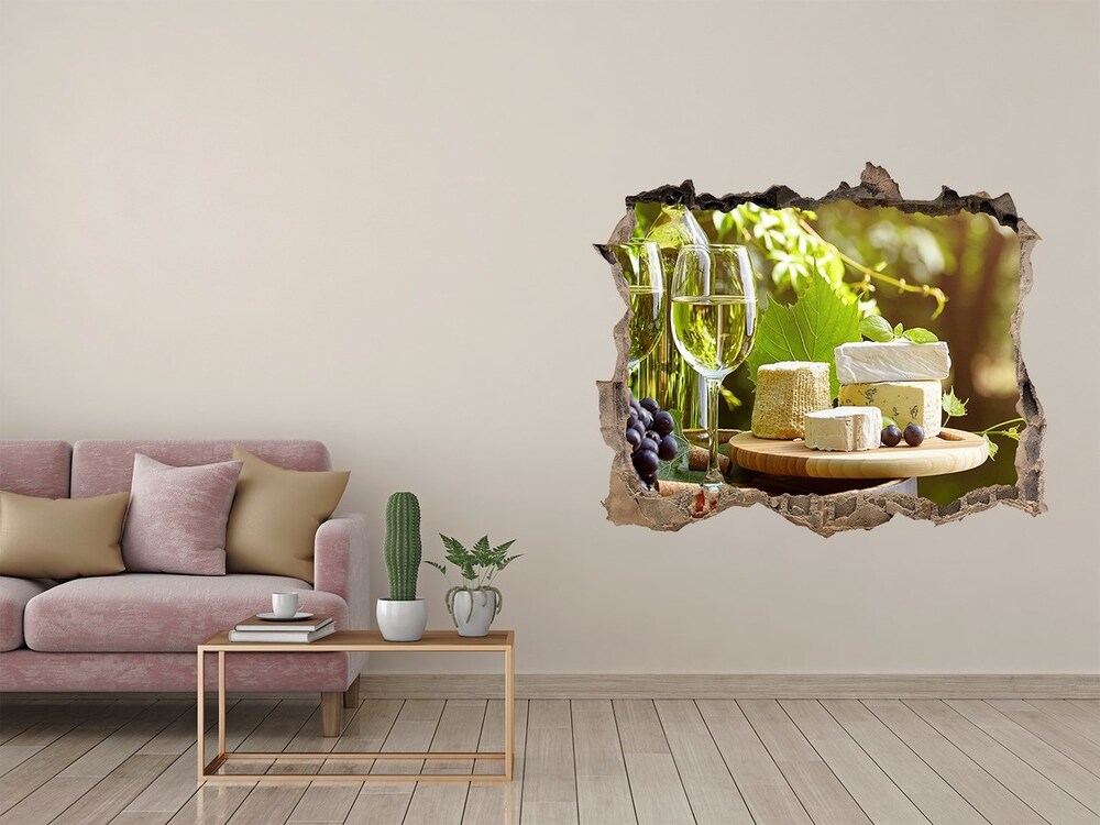 Hole in the wall sticker Wine and snacks