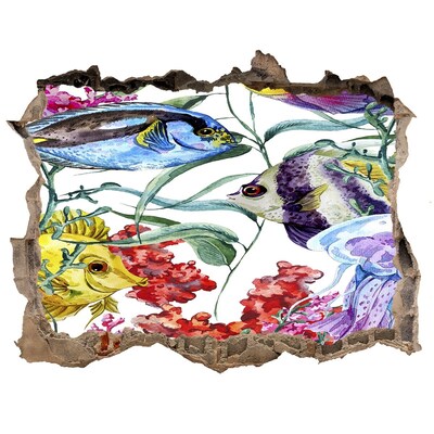 Hole in the wall sticker An underwater world full of colorful fish