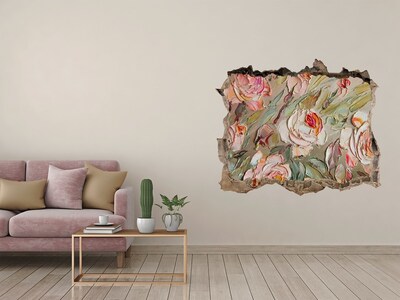 Hole in the wall decal A flower garden in a ruined wall