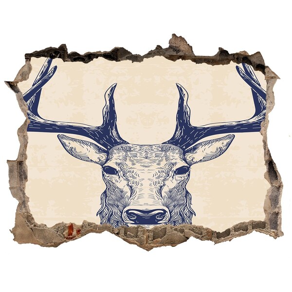 Hole in the wall sticker A moving deer in a hole in the wall