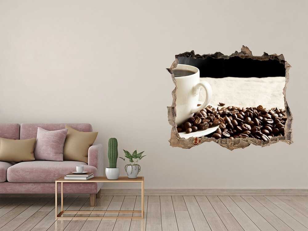 3D wall hole wallpaper Aromatic coffee