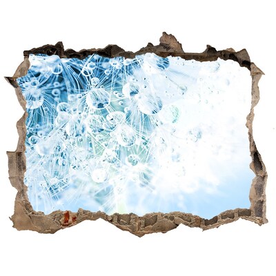 Hole in the wall decal Dandelions in blue