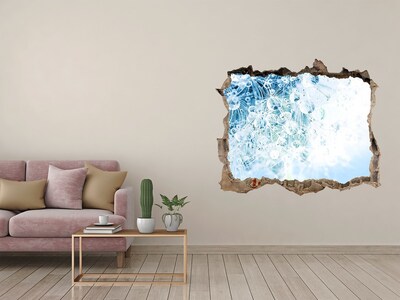 Hole in the wall decal Dandelions in blue