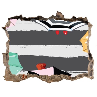 Hole in the wall sticker Mysterious beach with umbrellas