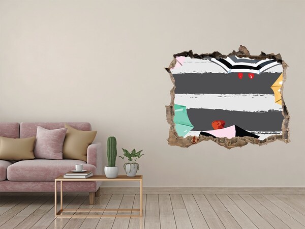 Hole in the wall sticker Mysterious beach with umbrellas