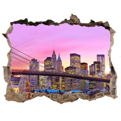 Hole in the wall decal New York skyline at sunset