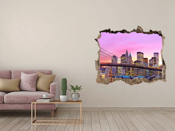 Hole in the wall decal New York skyline at sunset