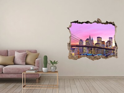 Hole in the wall decal New York skyline at sunset