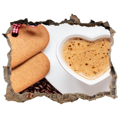 Hole wall sticker Coffee with cookies