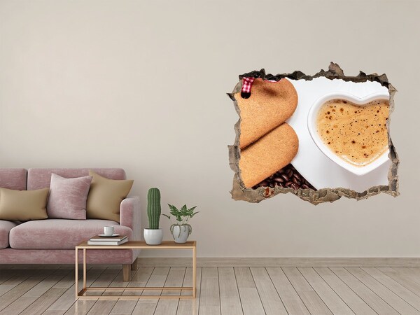Hole wall sticker Coffee with cookies