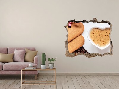 Hole wall sticker Coffee with cookies