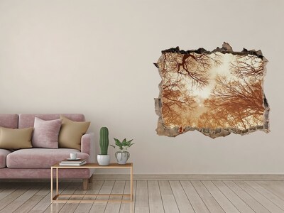 3D wall hole wallpaper Reflection of trees in a ruined wall