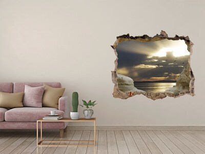 3D wall hole wallpaper Coastal cave