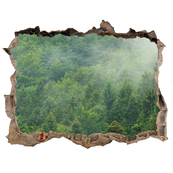 3D wall hole wallpaper Green Forest in a Hole in the Wall