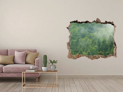 3D wall hole wallpaper Green Forest in a Hole in the Wall