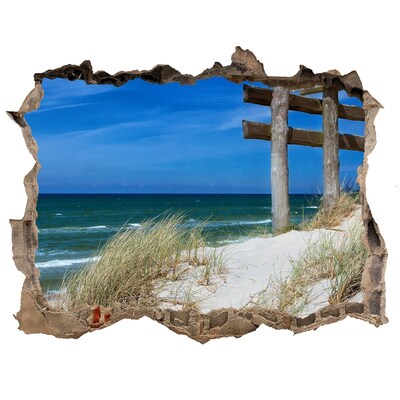 Hole wall sticker Tropical beach with a wooden pier