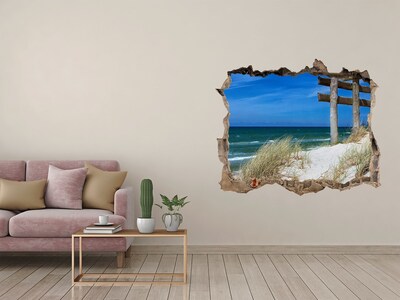 Hole wall sticker Tropical beach with a wooden pier