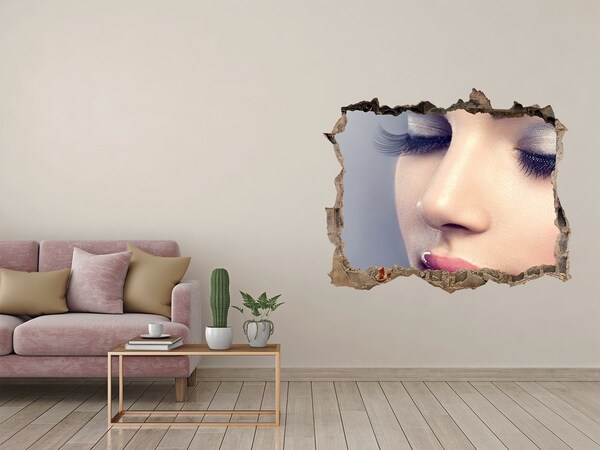 Hole wall sticker A sensual face in a broken wall