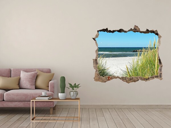 Hole wall sticker A charming beach with a view of the sea
