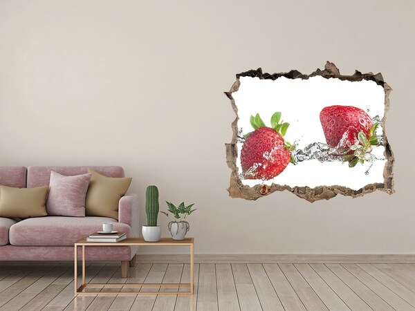 Hole in the wall decal Strawberries in water