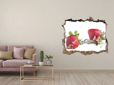 Hole in the wall decal Strawberries in water