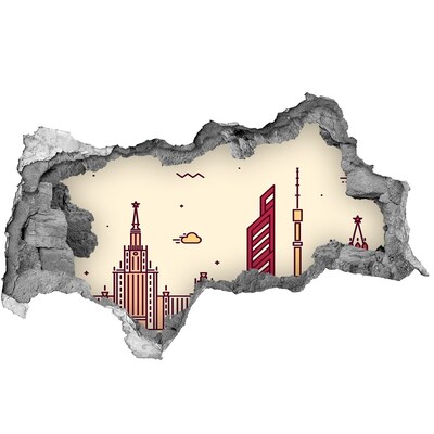 Hole in the wall decal Modern city panorama