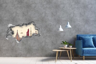 Hole in the wall decal Modern city panorama