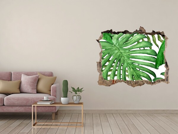 Hole in the wall decal Tropical leaves