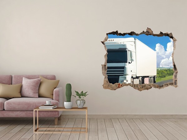 Hole in the wall decal A truck on the road through a hole in the wall