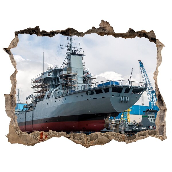 Hole in the wall sticker A ship in the shipyard