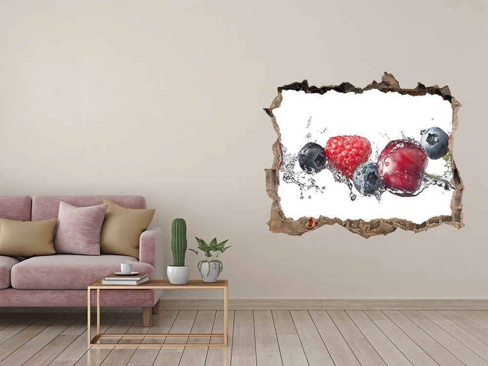 3D wall hole wallpaper Forest fruits