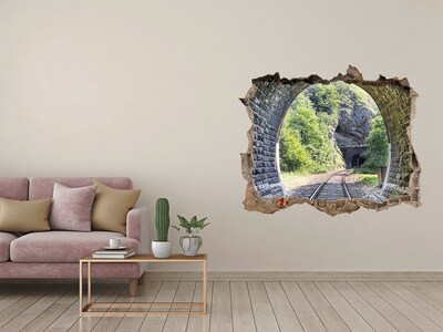 Hole in the wall decal Railway tracks in the forest