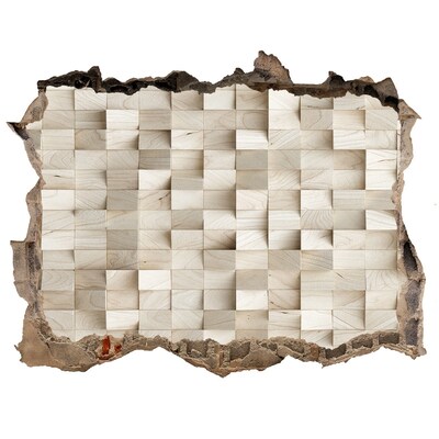 Hole in the wall decal A damaged wall with a wooden mosaic