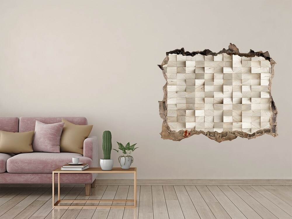 Hole in the wall decal Wooden cubes