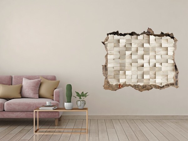 Hole in the wall decal A damaged wall with a wooden mosaic