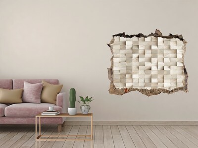 Hole in the wall decal A damaged wall with a wooden mosaic