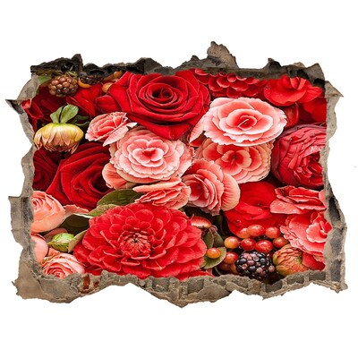 Hole in the wall sticker Floral explosion in concrete