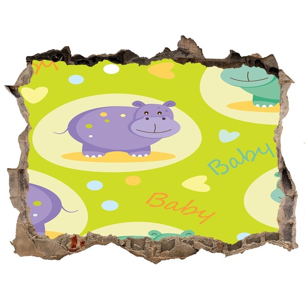 Hole wall sticker Hippos in a colorful setting