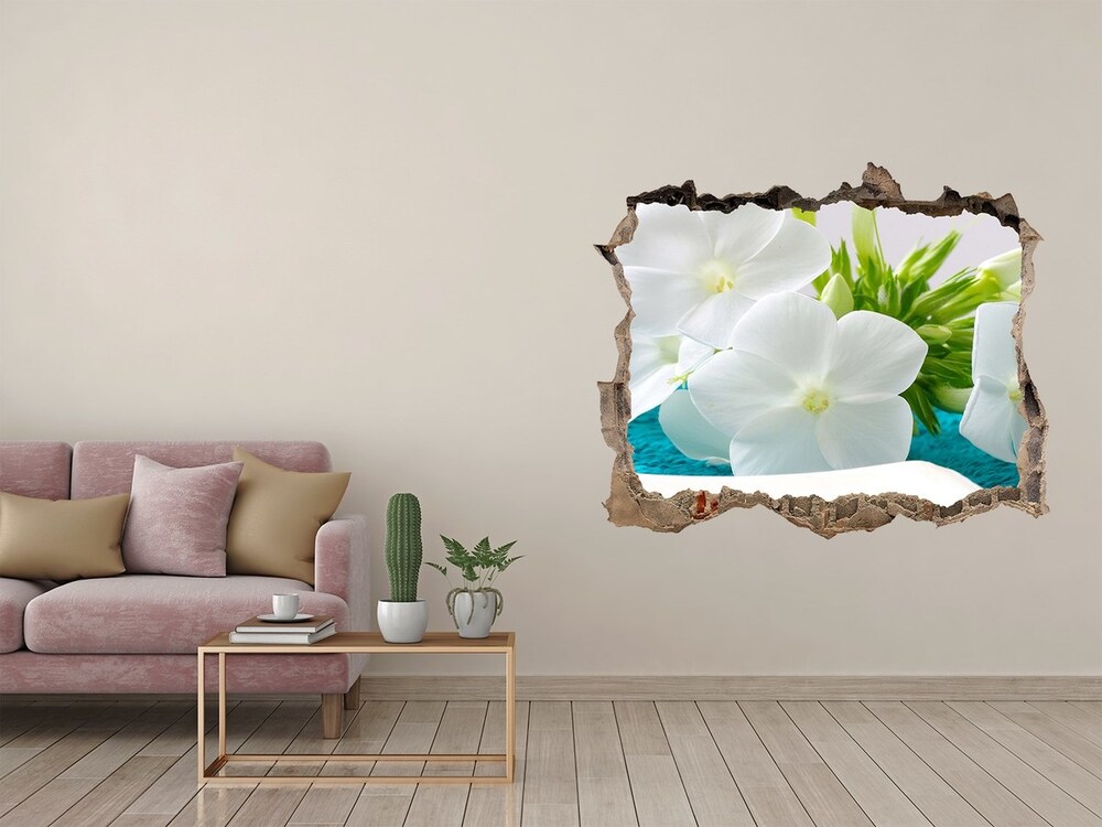 Hole in the wall decal White spa flowers