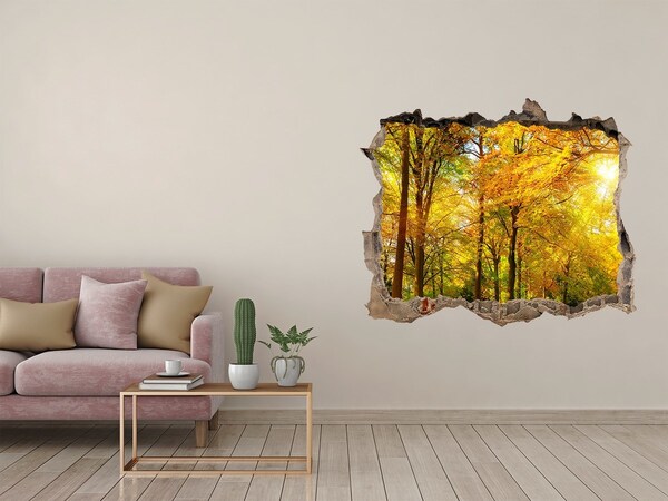 3D wall hole Forest in autumn