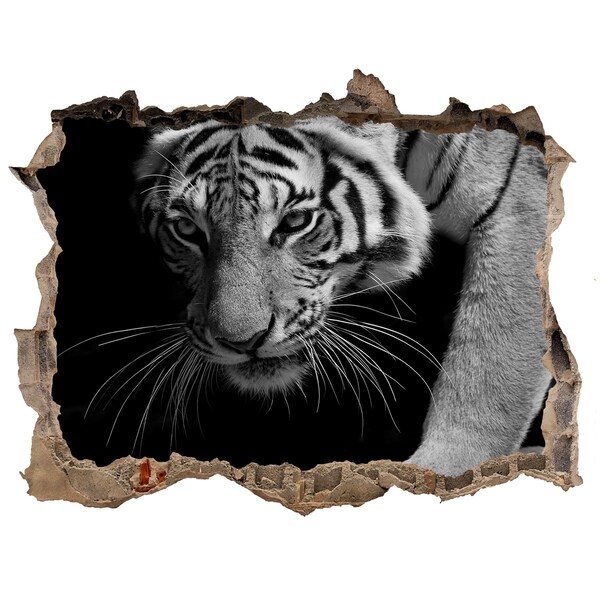 Hole wall sticker Tiger