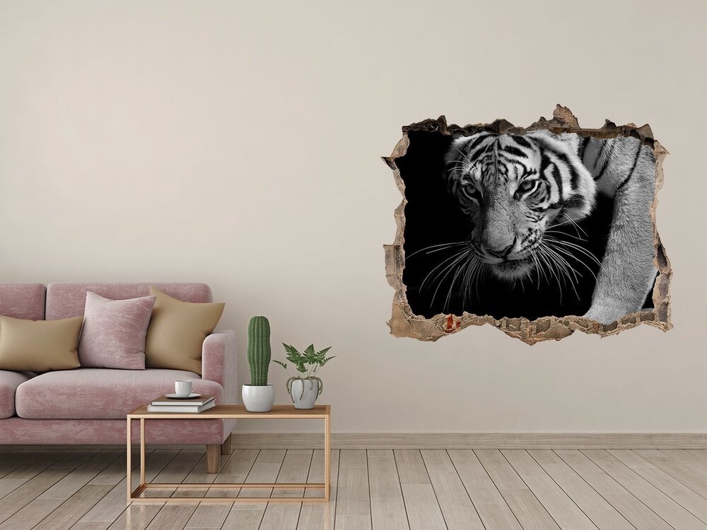 Hole wall sticker Tiger