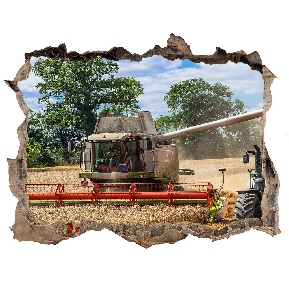 Hole wall sticker Harvester and tractor