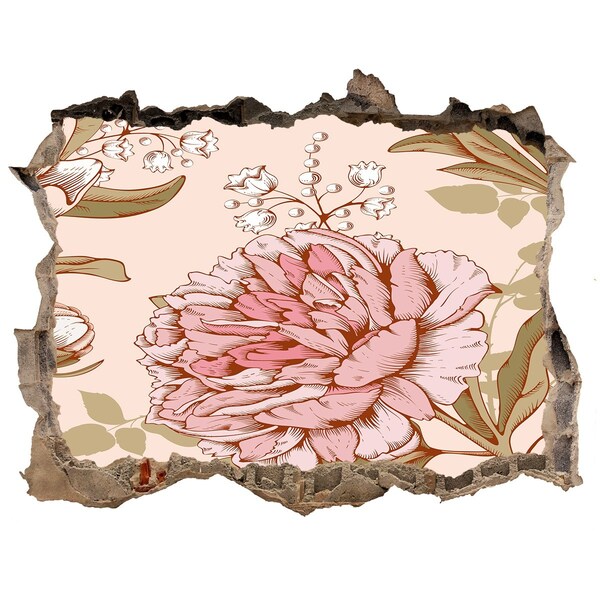 Hole wall sticker Floral pattern on a pink background
