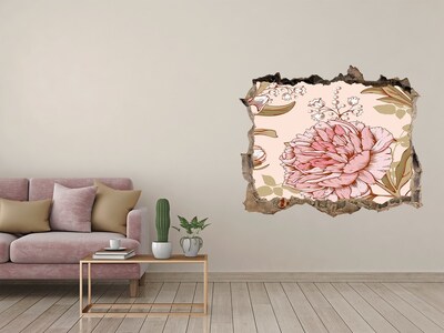 Hole wall sticker Floral pattern on a pink background