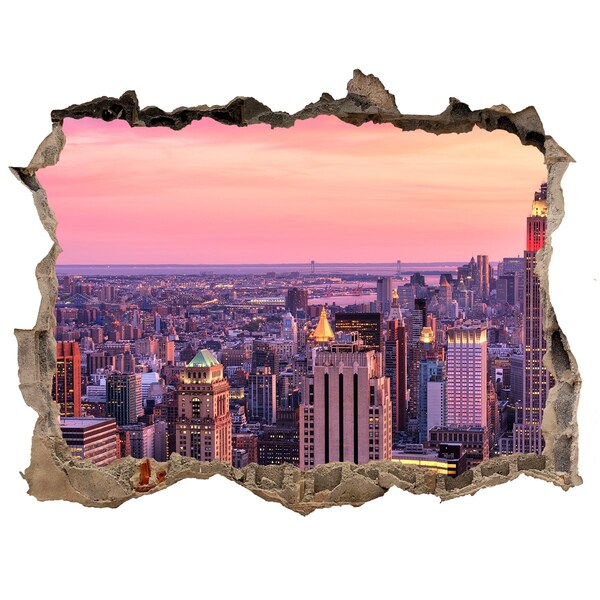 Hole wall sticker Sunset over the city