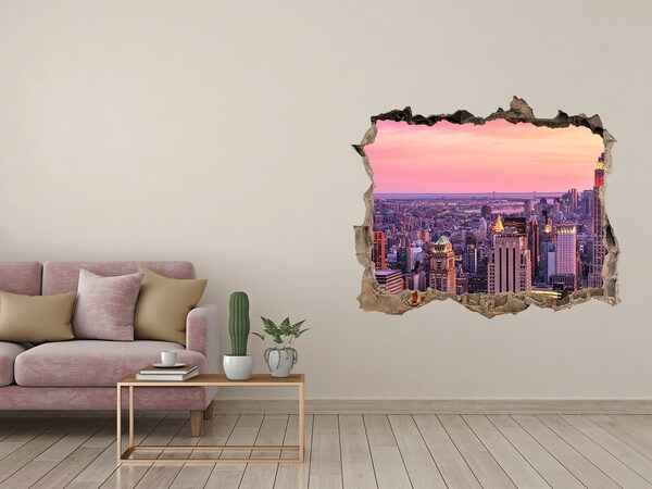 Hole wall sticker Sunset over the city