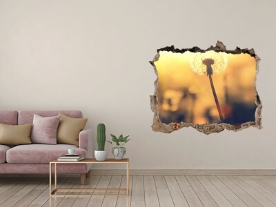 3D wall hole wallpaper Dandelion flower in the sun's rays