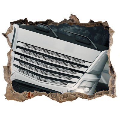 3D wall hole wallpaper Ruined wall with a truck