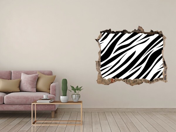 Hole in the wall sticker Zebra background